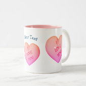 Ik hou van roze harten gepersonaliseerd tweekleurige koffiemok (Voorkant rechts)