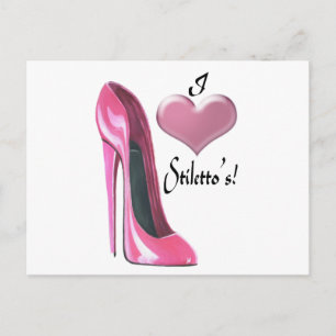 Ik hou van Roze hiel Stiletto-schoenkunst Briefkaart