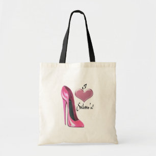 Ik hou van Roze hiel Stiletto-schoenkunst Tote Bag