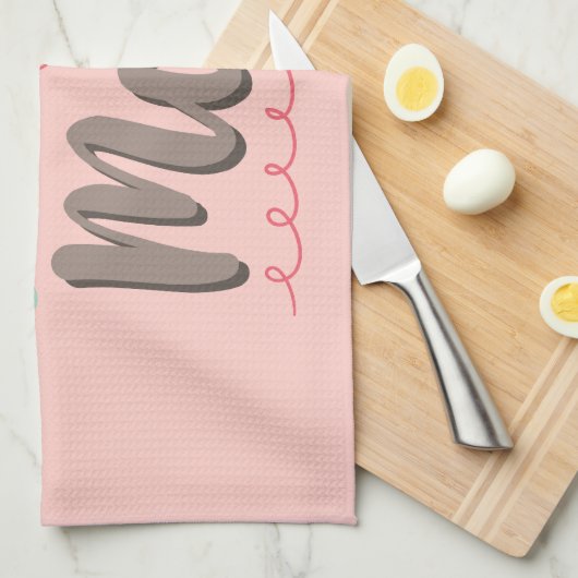 Ik hou van roze moeder theedoek (Quarter Fold)