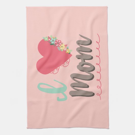Ik hou van roze moeder theedoek (Verticaal)