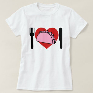 Ik hou van roze tacos Knife Fork eten T-shirt