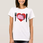 Ik hou van roze tacos Knife Fork eten T-shirt (Voorkant)
