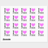 Ik hou van roze vierkante sticker (Vel)
