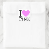 Ik hou van roze vierkante sticker (Tas)