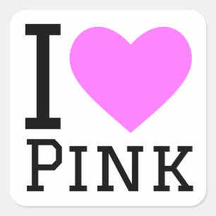 Ik hou van roze vierkante sticker