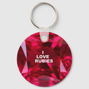 Ik hou van RUBIES - Juli Birthstone door haaien Sleutelhanger