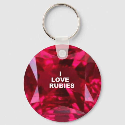 Ik hou van RUBIES - Juli Birthstone door haaien Sleutelhanger (Voorkant)