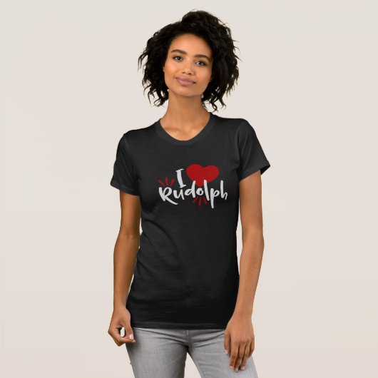 Ik hou van Rudolph Kerstmis T-shirt (Voorkant volledig)