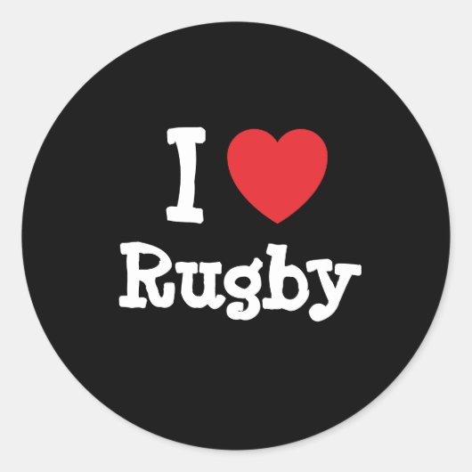Ik hou van Rugby-hart aangepast aan maat Ronde Sticker (Voorkant)