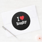Ik hou van Rugby-hart aangepast aan maat Ronde Sticker (Envelop)