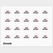 Ik hou van Rugby Ronde Sticker (Vel)