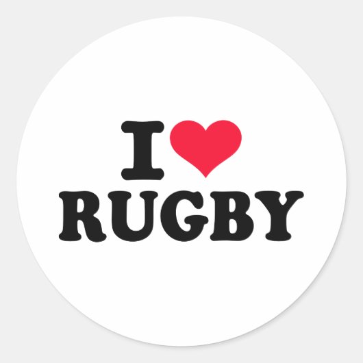 Ik hou van Rugby Ronde Sticker (Voorkant)