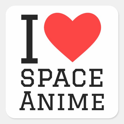 Ik hou van ruimte-anime vierkante sticker (Voorkant)