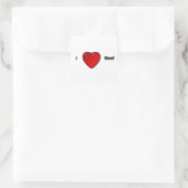 Ik hou van rundvlees vierkante sticker (Tas)