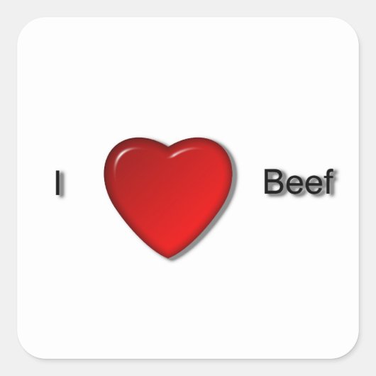 Ik hou van rundvlees vierkante sticker (Voorkant)