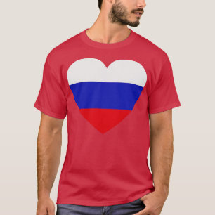 Ik hou van Rusland hartvormige Russische vlag T-shirt