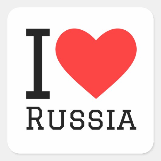 Ik hou van Russisch vierkante sticker (Voorkant)