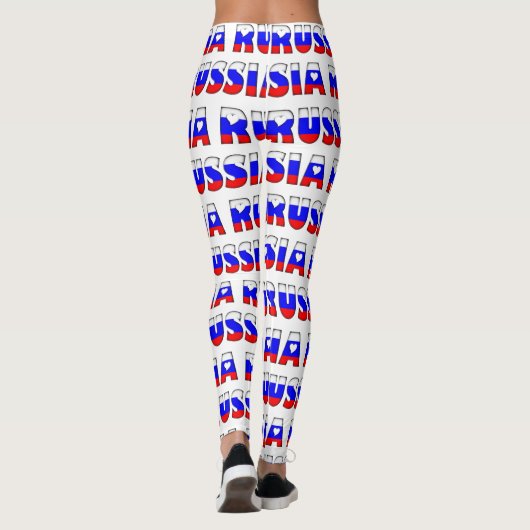 Ik hou van Russisch vlagkleuren Typografie Patroon Leggings (Achterkant)