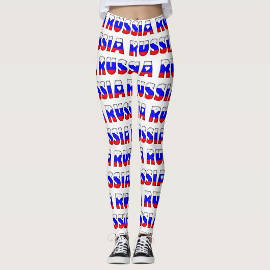 Ik hou van Russisch vlagkleuren Typografie Patroon Leggings (Voorkant)