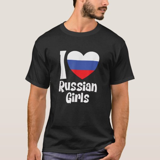 Ik hou van russische meisjes met russische hartvla t-shirt (Voorkant)