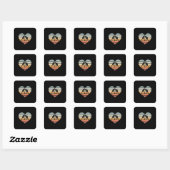 Ik hou van rustelend Retro Heart Vierkante Sticker (Vel)