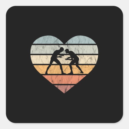 Ik hou van rustelend Retro Heart Vierkante Sticker (Voorkant)