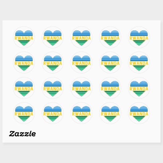 Ik hou van Rwanda, Rwandese hart Ronde Sticker (Vel)