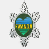 Ik hou van Rwanda, Rwandese hart Tin Sneeuwvlok Ornament (Rechts)