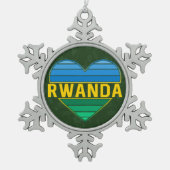 Ik hou van Rwanda, Rwandese hart Tin Sneeuwvlok Ornament (Voorkant)