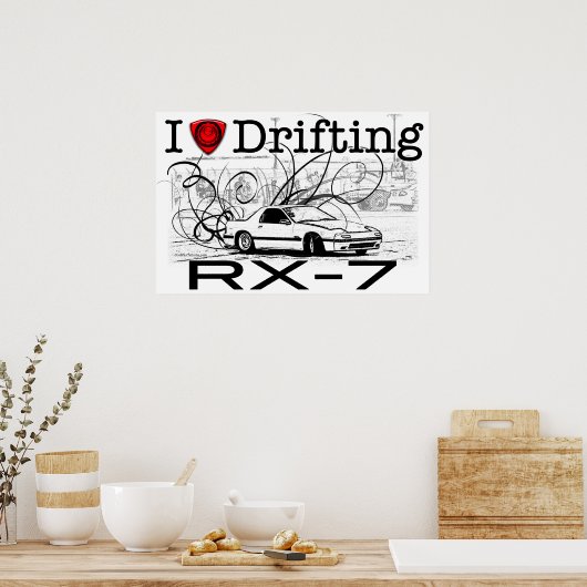 Ik hou van RX-7 drijven Poster (Keuken)