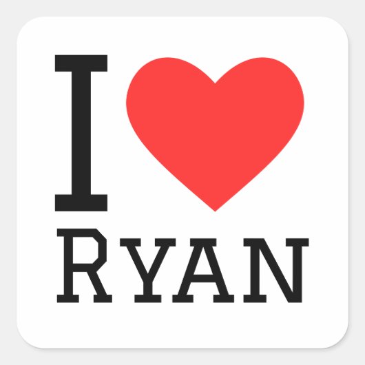 Ik hou van ryan vierkante sticker (Voorkant)