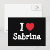 Ik hou van Sabrina hart T-Shirt Briefkaart (Voorkant / Achterkant)
