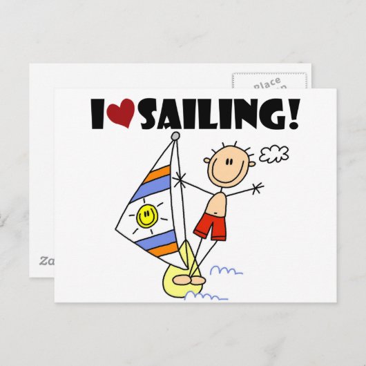 Ik hou van Sailing T-shirts en cadeaus Briefkaart (Voorkant / Achterkant)