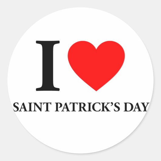 Ik hou van Saint Patrick's Day Ronde Sticker (Voorkant)
