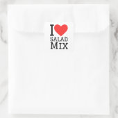 Ik hou van salademix vierkante sticker (Tas)