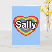 Ik hou van Sally. Ik hou van je Sally. Hart Kaart (Gele Bloem)