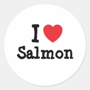 Ik hou van Salmon hart T-Shirt Ronde Sticker