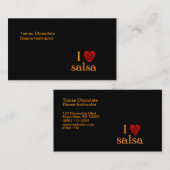 Ik hou van Salsa Swirl Heart, Latijnse dansende Aa Visitekaartje (Voorkant / Achterkant)