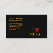Ik hou van Salsa Swirl Heart, Latijnse dansende Aa Visitekaartje (Achterkant)