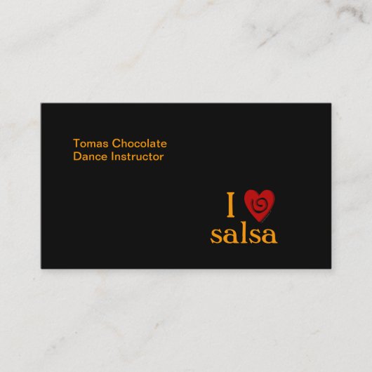 Ik hou van Salsa Swirl Heart, Latijnse dansende Aa Visitekaartje (Voorkant)