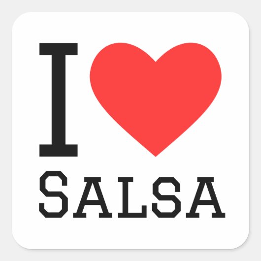 Ik hou van salsa vierkante sticker (Voorkant)