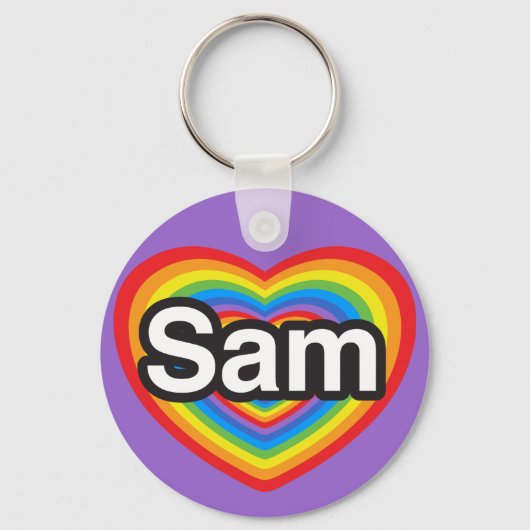 Ik hou van Sam. Ik hou van jou Sam. Hart Sleutelhanger (Voorkant)