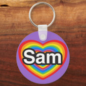 Ik hou van Sam. Ik hou van jou Sam. Hart Sleutelhanger (Voorkant)