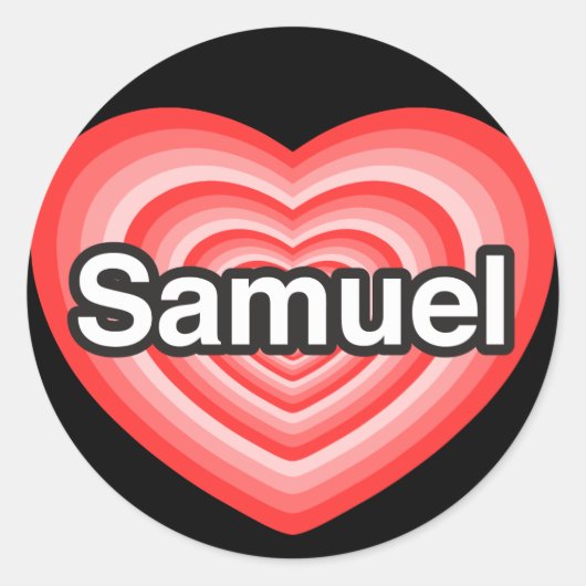Ik hou van Samuel. Ik hou van je Samuel. Hart Ronde Sticker (Voorkant)