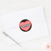 Ik hou van Samuel. Ik hou van je Samuel. Hart Ronde Sticker (Envelop)