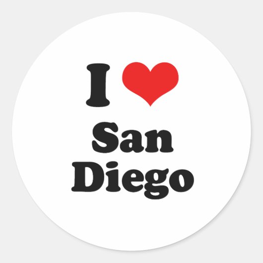 Ik hou van San Diego T-shirt Ronde Sticker (Voorkant)