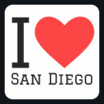 Ik hou van San Diego Vierkante Sticker<br><div class="desc">Ik hou van San Diego,  voor Californische liefhebbers</div>