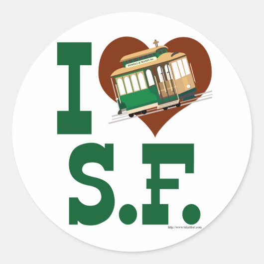 Ik hou van San Francisco Cable Cars Ronde Sticker (Voorkant)