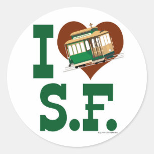 Ik hou van San Francisco Cable Cars Ronde Sticker
